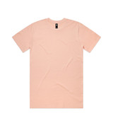 A peach-coloured classic T-shirt featuring a logo on the neckline, displayed flat.