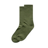 Two pairs of green socks displayed together, featuring a ribbed design and a smooth finish.