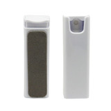 A white spray screen cleaner with a textured surface on one side, designed for device cleaning. A white spray screen cleaner with a textured surface on one side, designed for device cleaning.