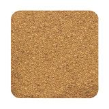 A square cork coaster in a natural brown hue, featuring a textured surface, and a rounded edge design.