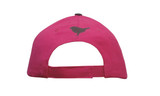 A pink brushed heavy cotton cap featuring a logo on the back and an adjustable strap.