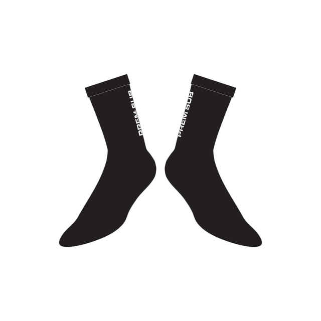 A pair of black mid socks featuring a logo on the cuff. Suitable for various footwear styles.