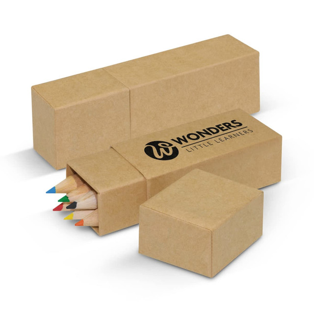 A coloured pencil set in a cardboard box, featuring pencils in various colours and a logo on the packaging. A coloured pencil set in a cardboard box, featuring pencils in various colours and a logo on the packaging.