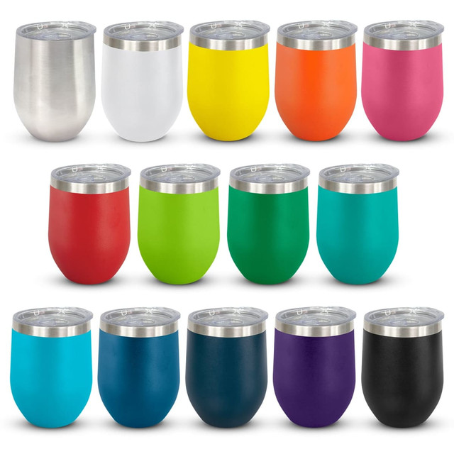 A drink bottle collection featuring various colours: silver, white, yellow, orange, pink, red, green, turquoise, dark teal, purple, and black, with lids. A drink bottle collection featuring various colours: silver, white, yellow, orange, pink, red, green, turquoise, dark teal, purple, and black, with lids.