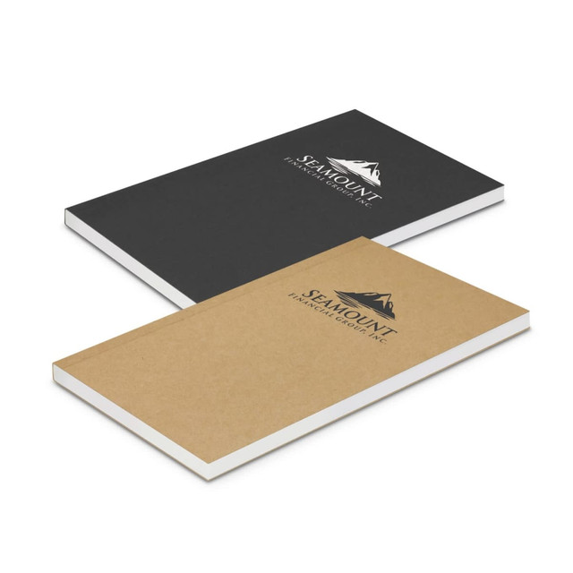 A small notebook set in black and kraft paper, featuring a logo on the cover. A small notebook set in black and kraft paper, featuring a logo on the cover.