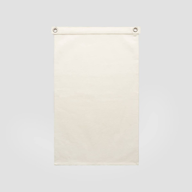 A cream-coloured canvas flag with metal eyelets for hanging. Features a plain design without any text or images. A cream-coloured canvas flag with metal eyelets for hanging. Features a plain design without any text or images.