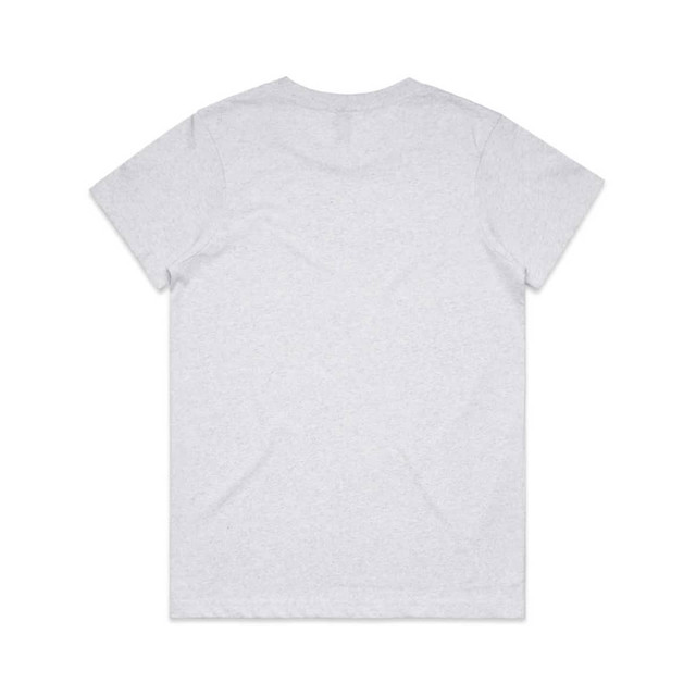 A light grey t-shirt with a standard crew neck and short sleeves. It features a logo on the back.