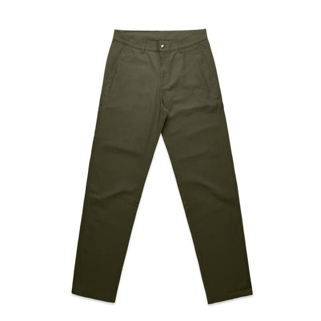 Utility pants in an olive green colour with a classic straight-leg design and pockets. Includes a logo. Utility pants in an olive green colour with a classic straight-leg design and pockets. Includes a logo.