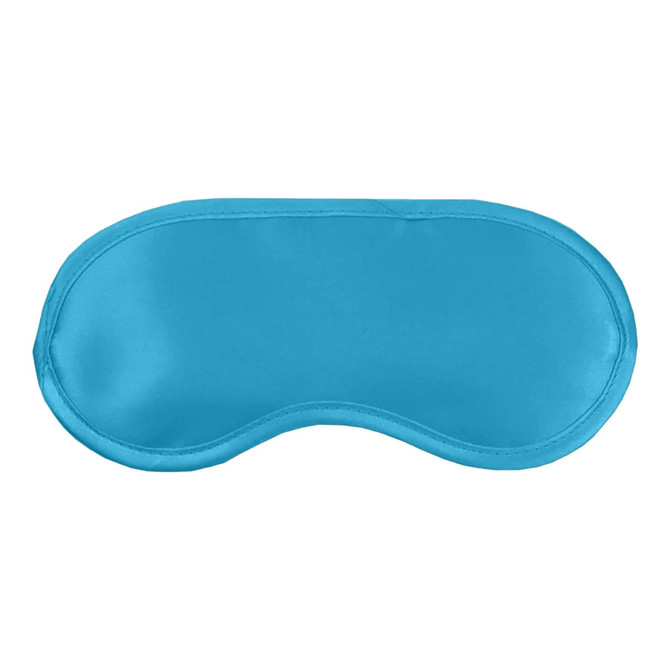 A satin sleep eye mask in a vibrant teal colour, featuring a smooth surface and a soft design.