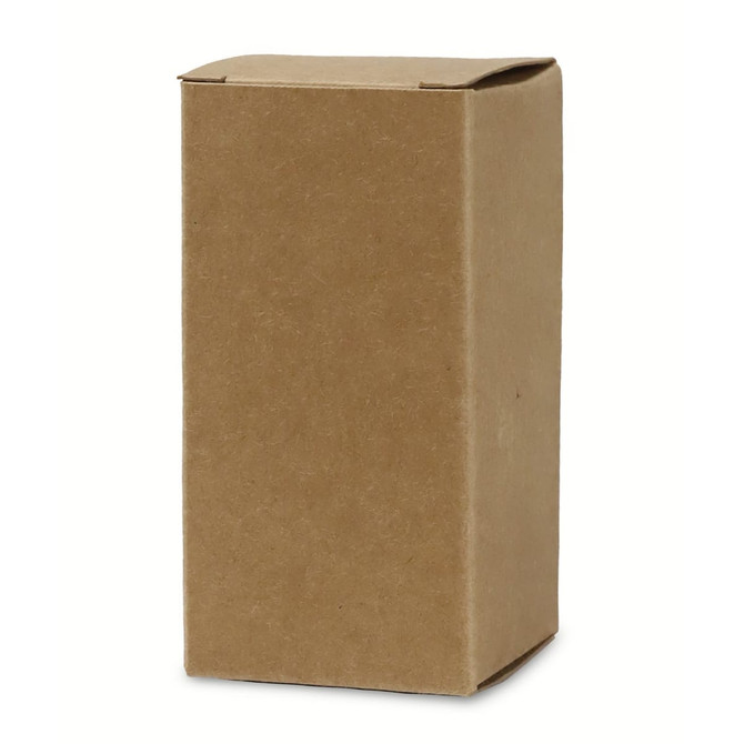 A plain, brown cardboard box, rectangular in shape, featuring a simple fold-over design and no visible branding.