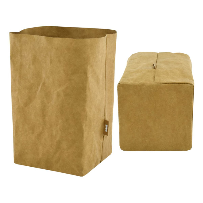 A kraft paper storage bag, extra large, in a light brown colour with a logo on the side.