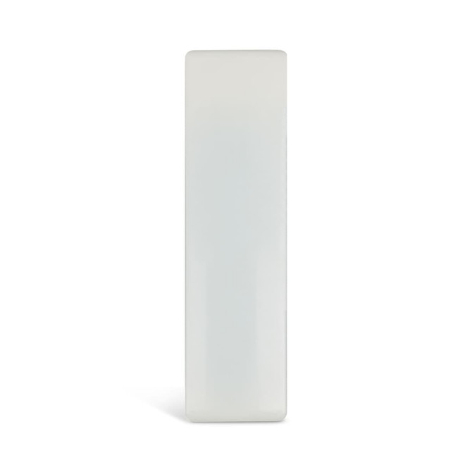 A white mini lint roller with a smooth surface and a compact design. It features a logo on the side.