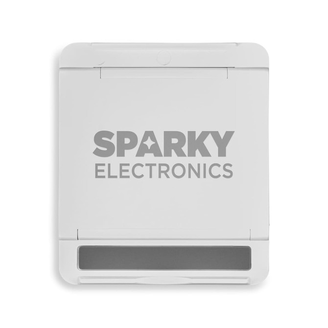 A white Tech Pack Connect with a grey logo and a clear compartment at the bottom.