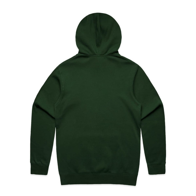 A green hoodie with a large hood and long sleeves, featuring a plain back design.