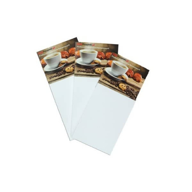 A set of three magnetic shopping note pads featuring a coffee and cookies design at the top. The pads are predominantly white.