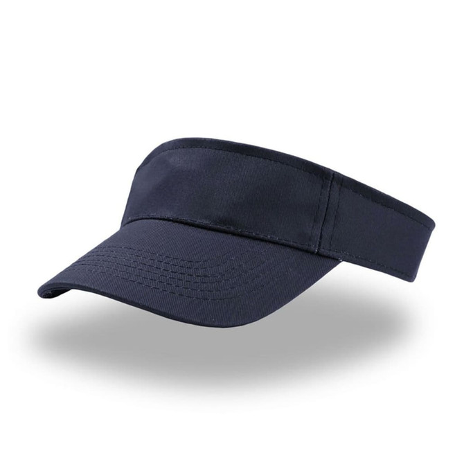 A navy Atlantis Roland Visor with a wide brim and adjustable strap, featuring a logo on the front.