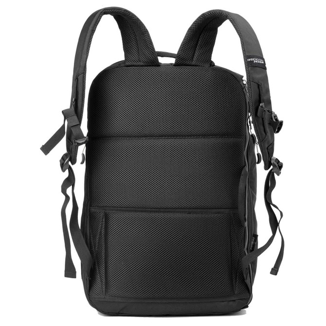 A black Swiss Digital Java Backpack featuring padded straps and various compartments. Includes branding.