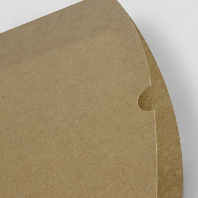 A brown extra-large pillow box made of kraft paper, featuring a curved edge and a slot for closure.
