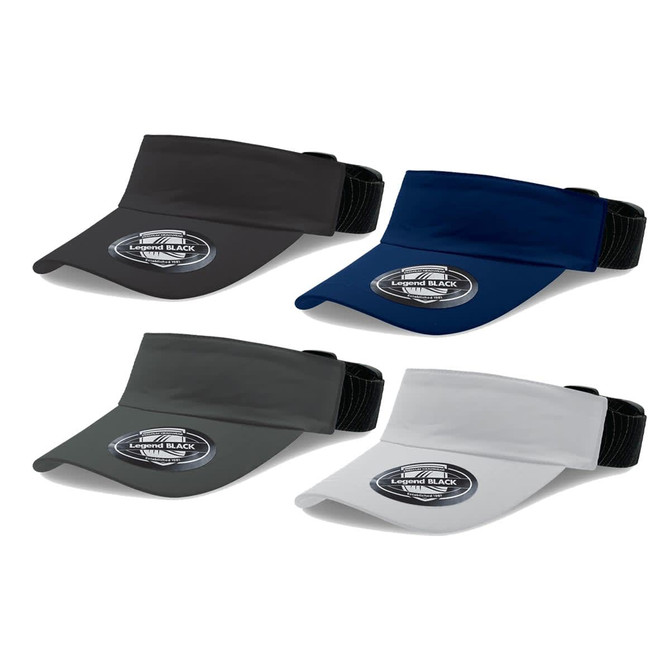 A set of four Altitude Sports visors in black, navy, grey, and white, each with a logo on the front.