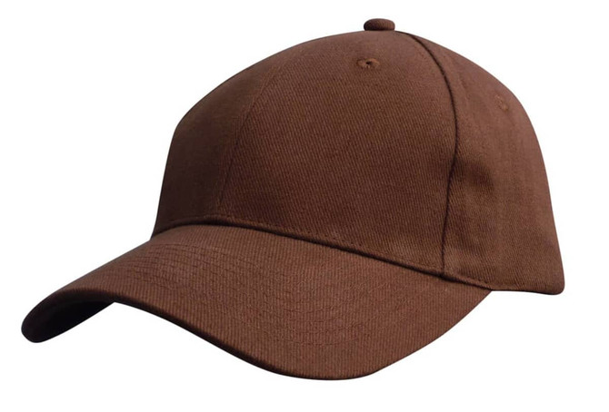 A brown heavy brushed cotton cap with a curved brim and a logo.