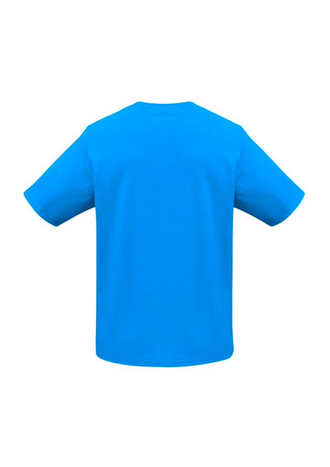 A vibrant blue men's short sleeve tee, featuring a simple design and no visible text or logos.