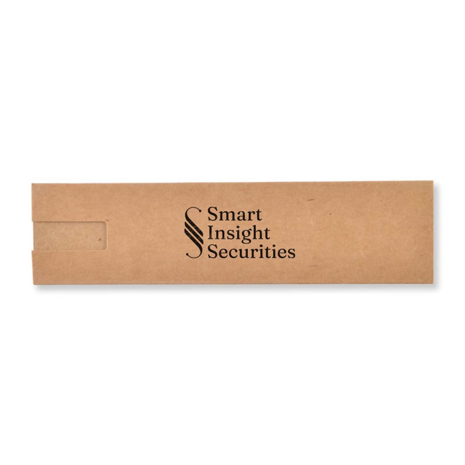 A brown packaging box featuring a logo, likely designed for holding a product.
