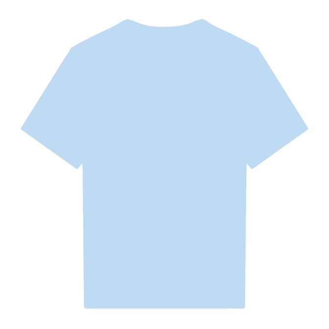 A light blue heavy cotton youth t-shirt with short sleeves and a plain design. Includes a logo on the back.
