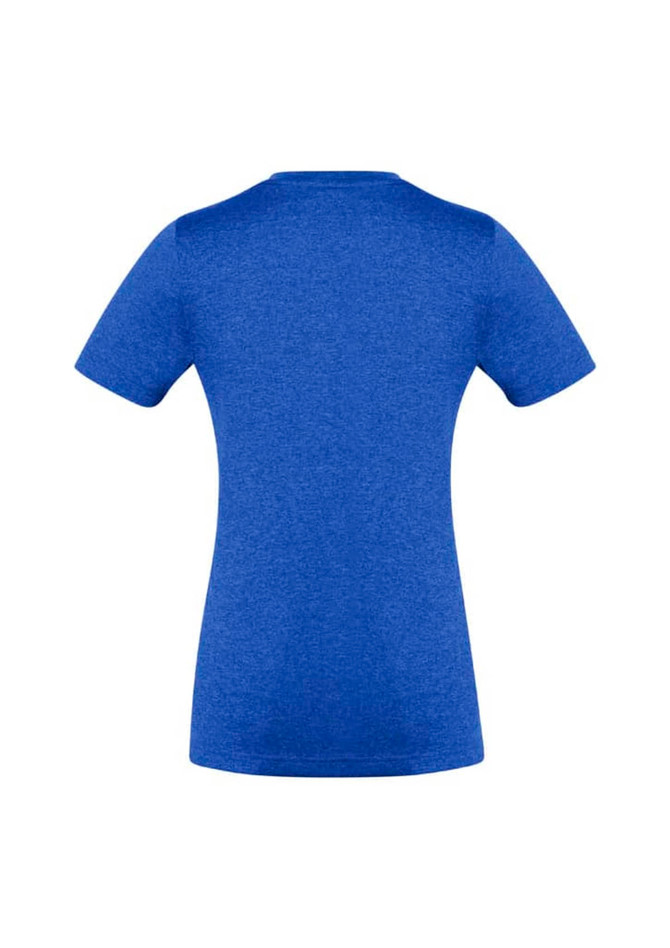 A women's short sleeve tee in a vibrant blue colour, featuring a smooth fabric finish and a logo.