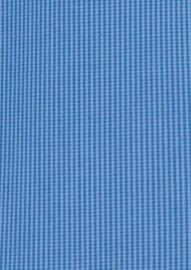 A micro check fabric pattern in shades of blue, suitable for a men's short sleeve button-up shirt.