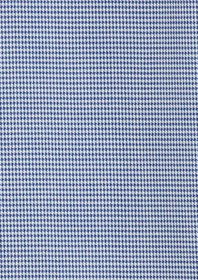 A patterned fabric featuring a small blue and white check design, suitable for a long sleeve shirt.