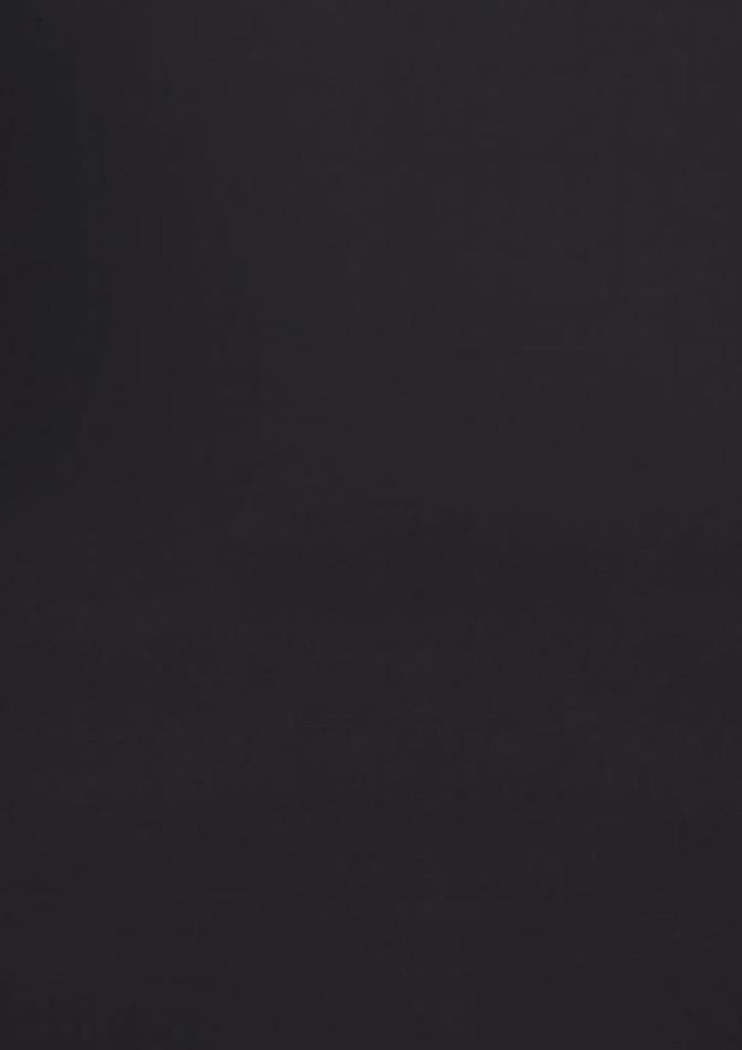 A black long sleeve button-up shirt with a logo.