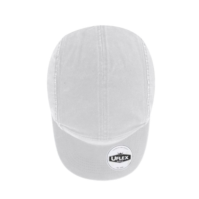 A grey UFlex Ripstop 5 Panel Cap featuring a logo on the front.