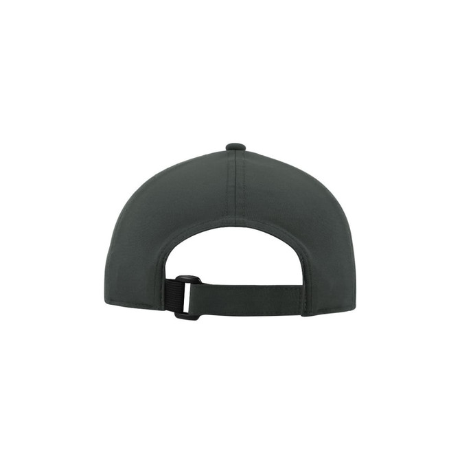 A sports cap in dark green with an adjustable strap at the back and a logo on the side.