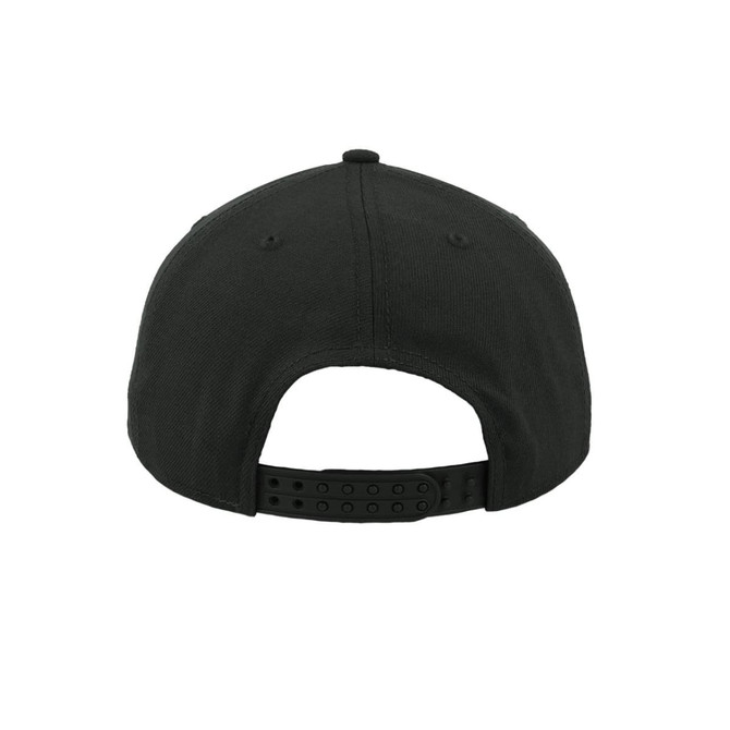 A black UFlex High Profile 5 Panel Snap Back cap featuring a snap closure and branding on the back.