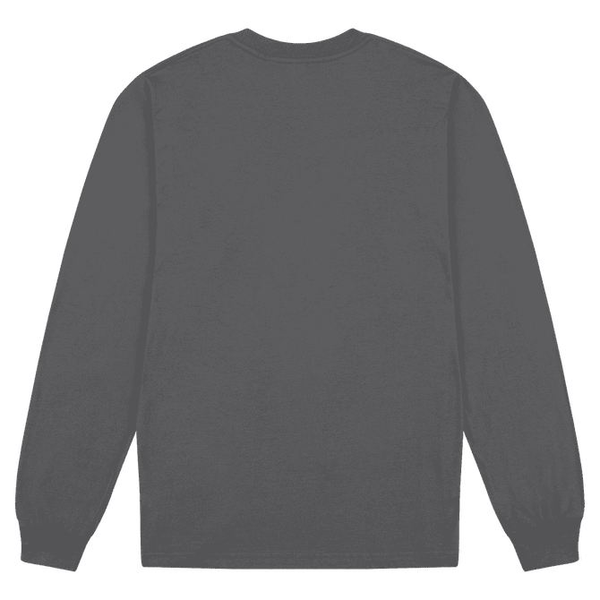 A navy long sleeve fine jersey T-shirt with a rounded neckline and a simple back design.