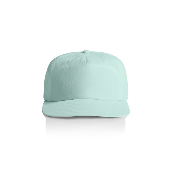 A mint green cap with a rounded brim and an adjustable strap at the back. Features a logo on the front.