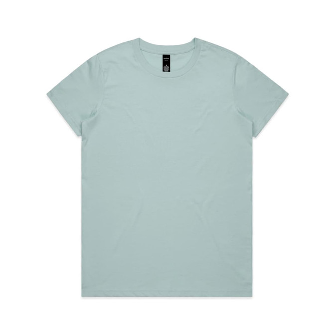 A light mint green t-shirt with a simple design and a label at the neckline.
