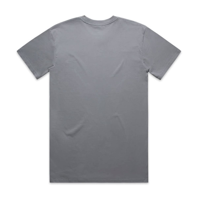 A grey classic t-shirt featuring a plain back design and short sleeves.