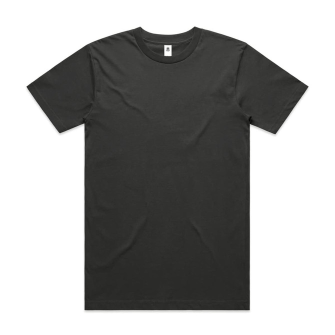 A plain black t-shirt with a round neckline and short sleeves, featuring a tagless label and a logo.