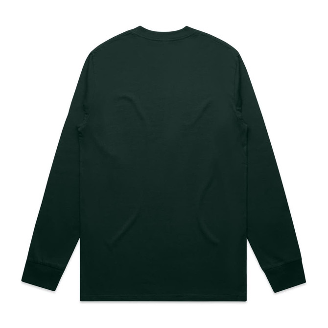 A long-sleeve t-shirt in dark green featuring a plain back design and fitted sleeves.