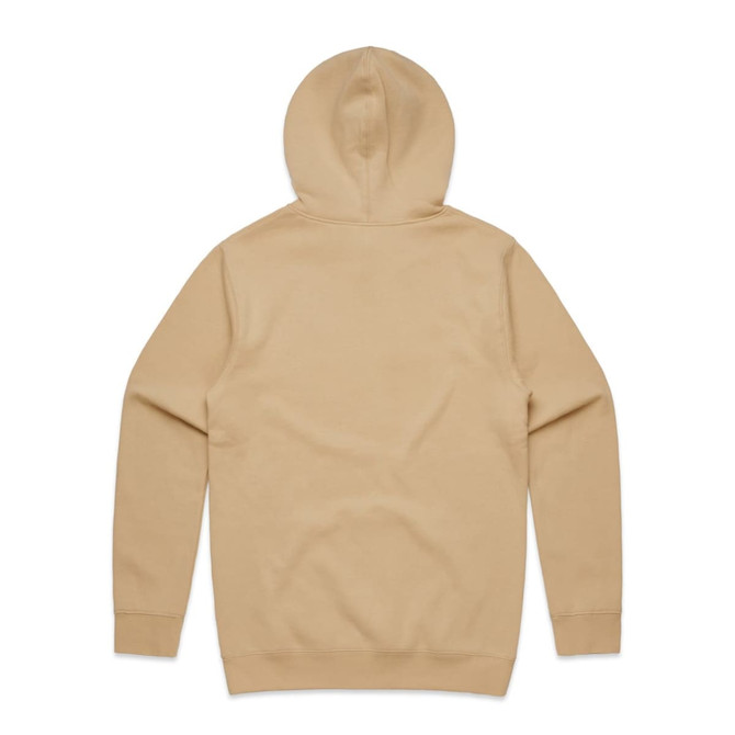 A beige hoodie featuring a hood and long sleeves, with no visible logos or branding.