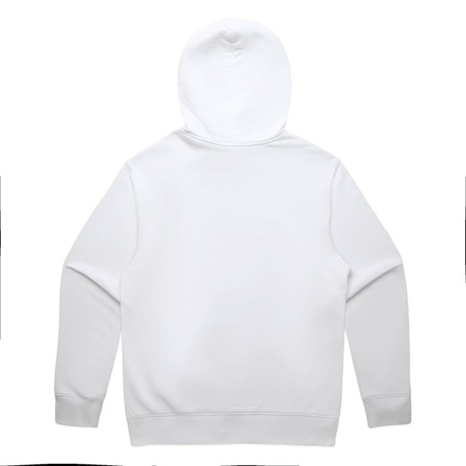 A white hoodie featuring a spacious hood and long sleeves, with a plain back design.