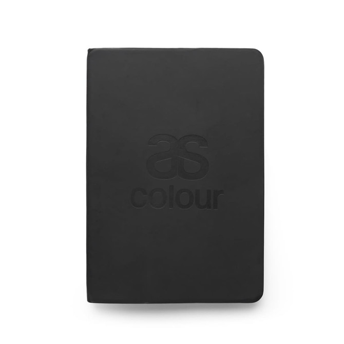 A black ASC Notebook featuring a textured logo on the cover, ideal for office and business use.
