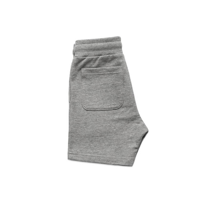 Grey kids' stadium shorts with a comfortable waistband and a back pocket. Features a simple design.