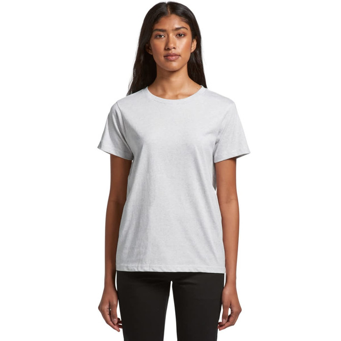 A grey t-shirt with a classic crew neck and short sleeves, featuring a logo.