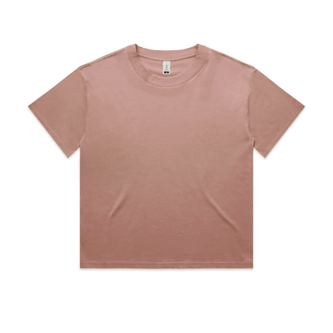 A pink T-shirt with a relaxed fit and short sleeves, featuring a logo on the label.
