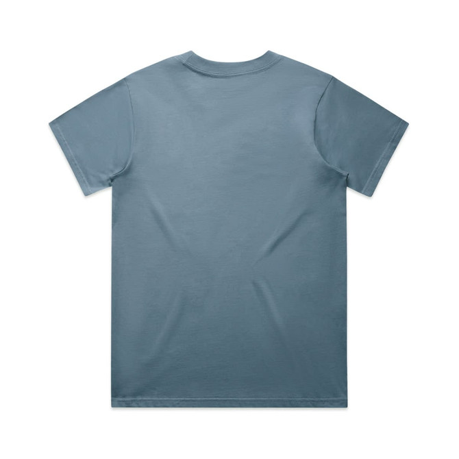 A classic tee in a soft blue colour with a plain design and a logo on the back.