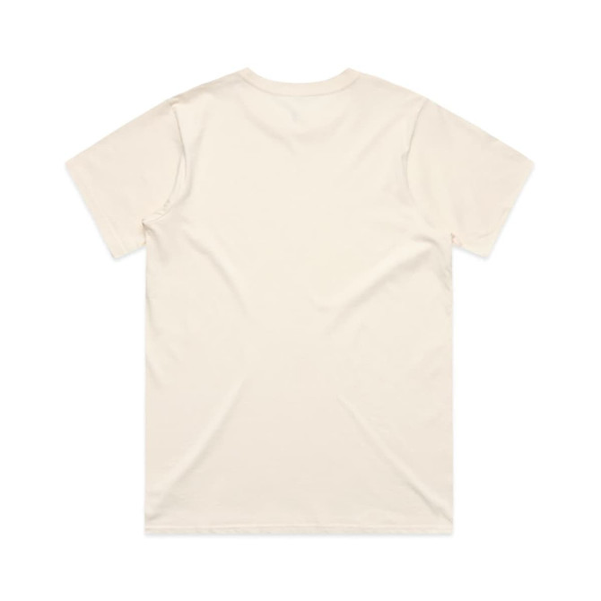 A light beige classic tee with a crew neck and short sleeves, featuring a plain back without any visible branding.