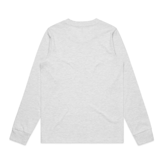 A grey long-sleeve t-shirt featuring a plain design and a standard crew neck.