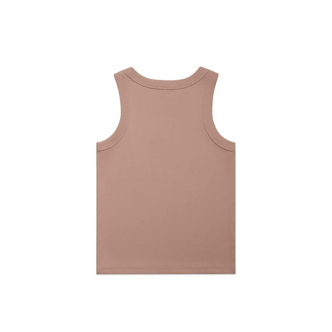 A rib tank top in a soft beige colour, featuring a simple design without visible logos on the back.